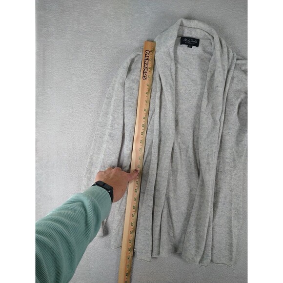 Claudia Nichole 100% Cashmere Open Front Cardigan Size Medium Gray Soft Longline - Picture 3 of 7